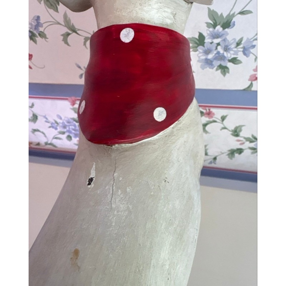 Rustic Standing Dog Figurine with Red Polka Dot Bandana Farmhouse Decor 14in - Picture 9 of 11